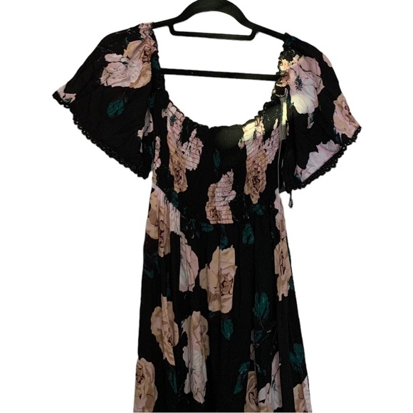 NWT Lulus Primrose Princess Black Floral Print Off-the-Shoulder Maxi Dress - Picture 6 of 11
